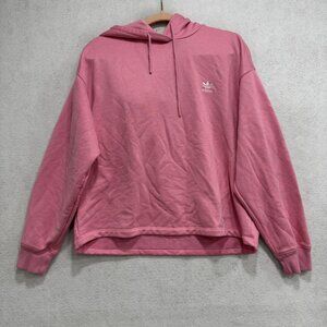 Adidas Originals Hoodie Womens Large Pink Trefoil Logo Fleece Sweatshirt sports